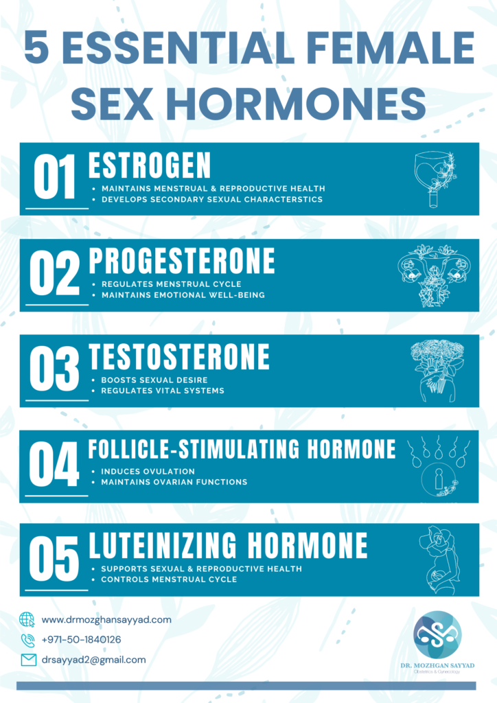 Quick Glance at the 5 Essential Female Sex Hormones & Their Responsibilities 